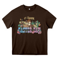 Chocolate Brown Happy Easter Day Rodeo Heavy Core Tee - NancyCooperArtShop