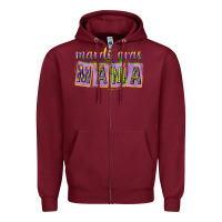 Burgundy Mardi gras mama with beads mother's day Zipper Hoodie - HowdyJamesFarm