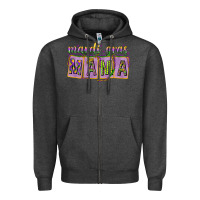 Charcoal Heather Mardi gras mama with beads mother's day Zipper Hoodie - HowdyJamesFarm