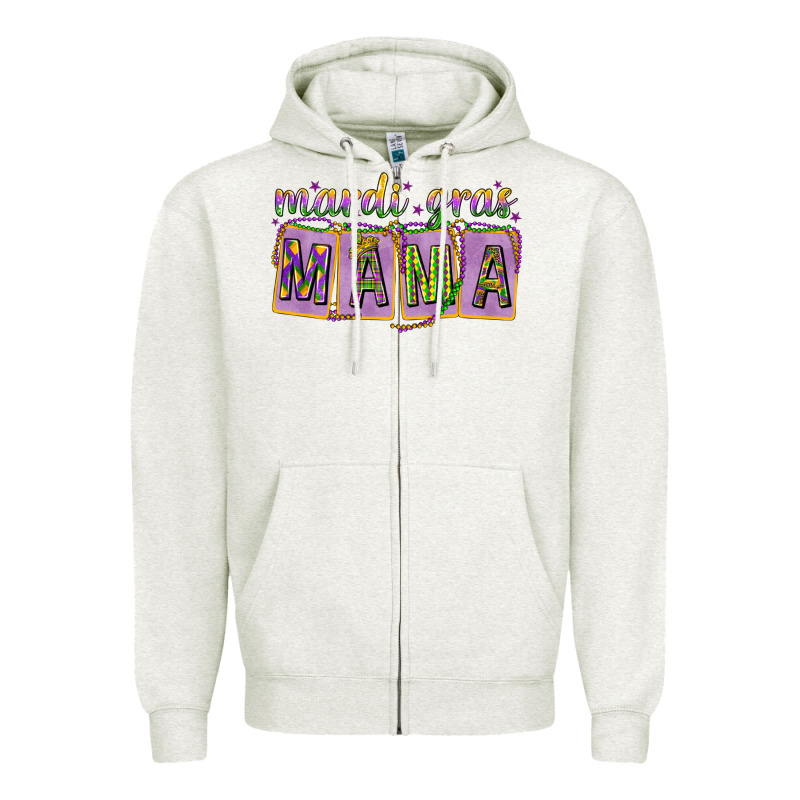 Mardi Gras Mama With Beads Mother's Day Zipper Hoodie by HowdyJamesFarm | Teevron