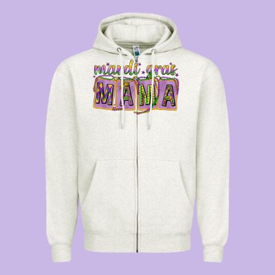 Mardi Gras Mama With Beads Mother's Day Zipper Hoodie Designed By Howdyjamesfarm