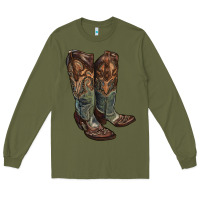 Army Green cowgirl boots Long Sleeve Tee - RanaPortraitStore
