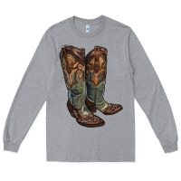 Heather Grey cowgirl boots Long Sleeve Tee - RanaPortraitStore