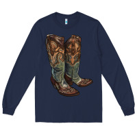 Navy cowgirl boots Long Sleeve Tee - RanaPortraitStore