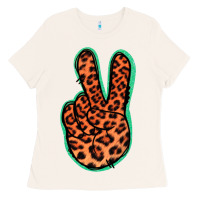 Bone Orange Leopard Peace Sign Ladies Tee - Jasminsmagicworld