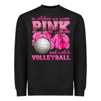 Black In October We Wear Pink and Watch Volleyball Heavyweight Sweatshirt - texasbilliewilder
