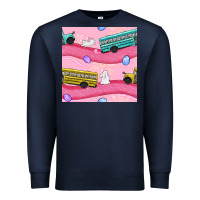Navy Easter School Bus Seamless Pattern Premium Sweatshirt - BundleAndBundleShop