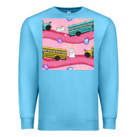 Ocean Blue Easter School Bus Seamless Pattern Premium Sweatshirt - BundleAndBundleShop