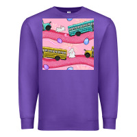 Purple Easter School Bus Seamless Pattern Premium Sweatshirt - BundleAndBundleShop