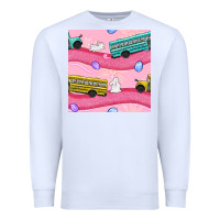 White Easter School Bus Seamless Pattern Premium Sweatshirt - BundleAndBundleShop