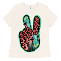 Bone Feather Pink Leopard Peace Sign Ladies Tee - Jasminsmagicworld