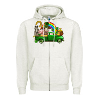 Oatmeal Heather St. Patrick's Day farm animals Zipper Hoodie - CowGirlArtShop