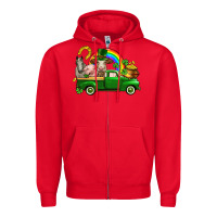 Red St. Patrick's Day farm animals Zipper Hoodie - CowGirlArtShop