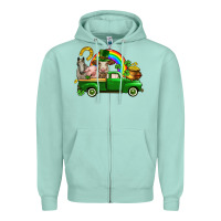 Seafoam St. Patrick's Day farm animals Zipper Hoodie - CowGirlArtShop