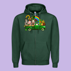 St. Patrick's Day Farm Animals Zipper Hoodie Designed By Cowgirlartshop