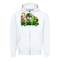 White St. Patrick's Day farm animals Zipper Hoodie - CowGirlArtShop