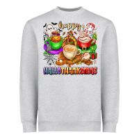 Heather Grey happy hallothanksmas coffee cups with ghost turkey Heavyweight Sweatshirt - texasbilliewilder