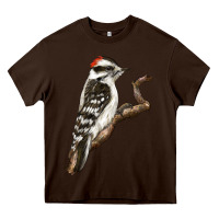 Chocolate Brown Downy Woodpecker Heavy Core Tee - LillyAllenDesigns