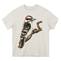 Cream Downy Woodpecker Heavy Core Tee - LillyAllenDesigns