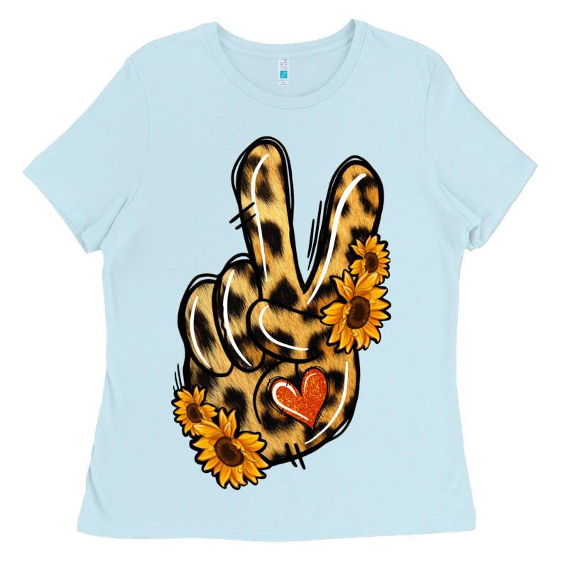 Leopard Sunflower Peace Sign Ladies Tee by Jasminsmagicworld | Teevron