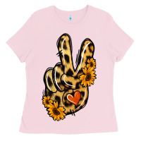 Bubblegum Pink Leopard Sunflower Peace Sign Ladies Tee - Jasminsmagicworld