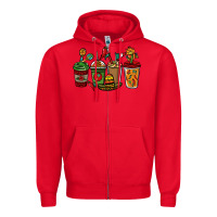 Red Mexican coffee cups Mexico Zipper Hoodie - HowdyJamesFarm