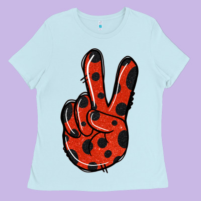 Ladybug Peace Sign Ladies Tee Designed By Jasminsmagicworld