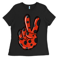 Black Ladybug Peace Sign Ladies Tee - Jasminsmagicworld