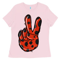 Bubblegum Pink Ladybug Peace Sign Ladies Tee - Jasminsmagicworld