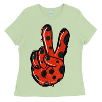 Matcha Ladybug Peace Sign Ladies Tee - Jasminsmagicworld