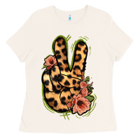 Bone Leopard Floral Peace Sign Ladies Tee - Jasminsmagicworld