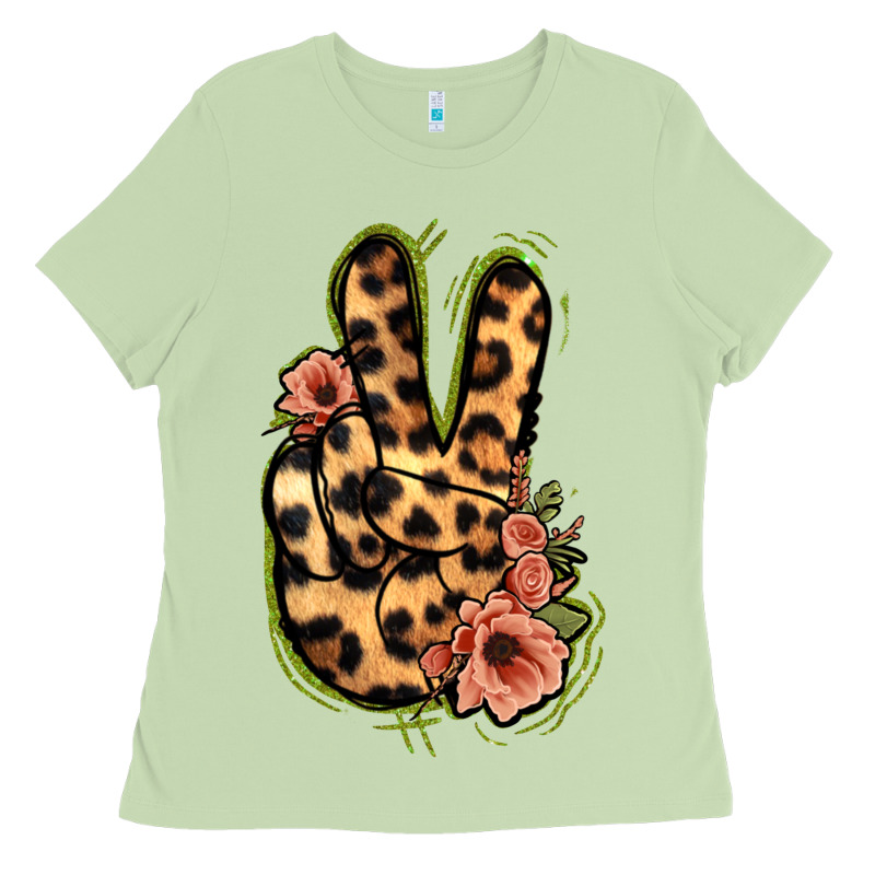 Leopard Floral Peace Sign Ladies Tee by Jasminsmagicworld | Teevron