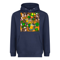 Navy St. Patrick's Day Pig With Beer And Shamrock Heavyweight Hoodie - FaDigitalArtStudio