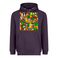Plum St. Patrick's Day Pig With Beer And Shamrock Heavyweight Hoodie - FaDigitalArtStudio