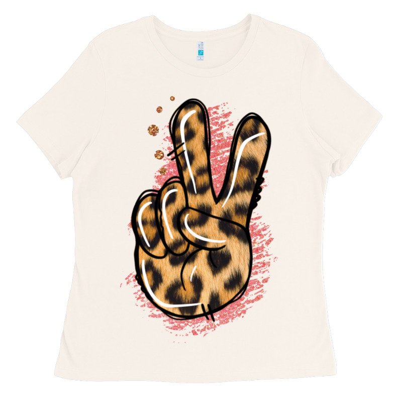 Pink Glitter Leopard Peace Sign Ladies Tee by Jasminsmagicworld | Teevron