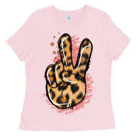 Bubblegum Pink Pink Glitter Leopard Peace Sign Ladies Tee - Jasminsmagicworld