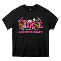 Black nurse with valentines day element Heavy Core Tee - AdoDesignShop