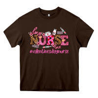 Chocolate Brown nurse with valentines day element Heavy Core Tee - AdoDesignShop