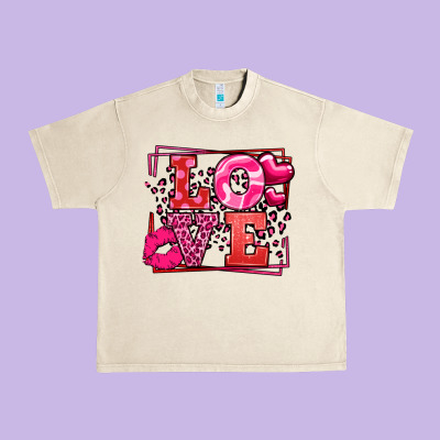 Love Valentine's Day Leopard Frame Urban Heavy Tee Designed By Lillyallendesigns