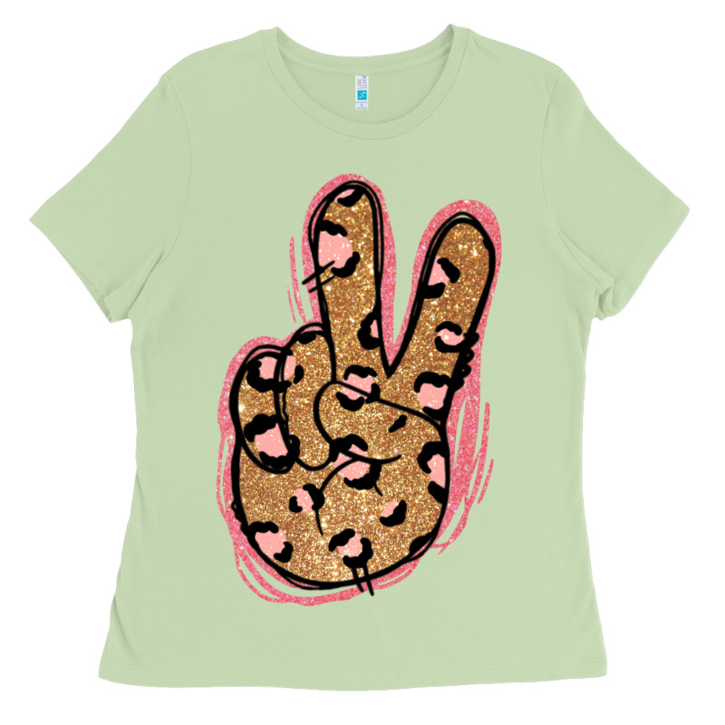 Gold Glitter Pink Leopard Peace Sign Ladies Tee by Jasminsmagicworld | Teevron