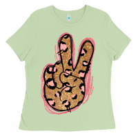 Matcha Gold Glitter Pink Leopard Peace Sign Ladies Tee - Jasminsmagicworld