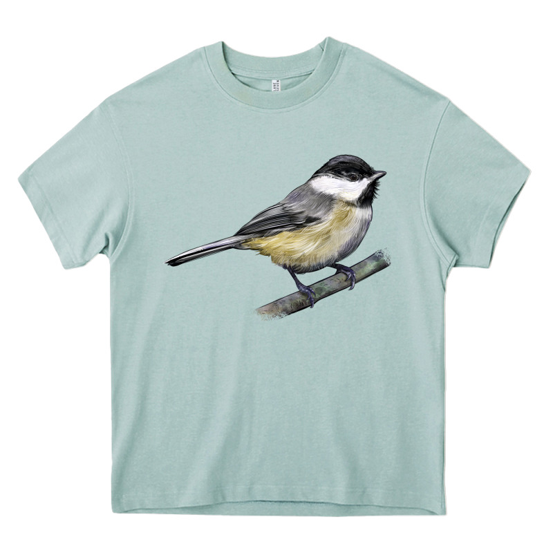 Black Capped Chickadee Heavy Core Tee by LillyAllenDesigns | Teevron