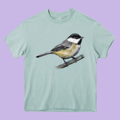Black Capped Chickadee Heavy Core Tee Designed By Lillyallendesigns
