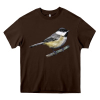 Chocolate Brown Black Capped Chickadee Heavy Core Tee - LillyAllenDesigns