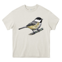 Cream Black Capped Chickadee Heavy Core Tee - LillyAllenDesigns