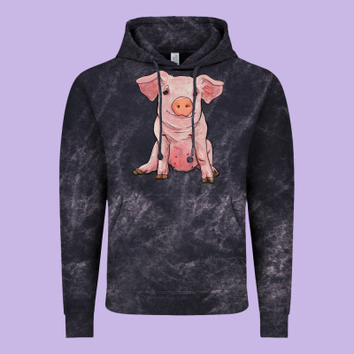 Sitting Pig Vintage Hoodie Designed By Ranaportraitstore