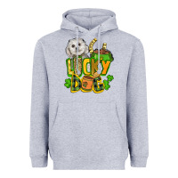 Heather Grey lucky dog St. Patrick's Heavyweight Hoodie - FaDigitalArtStudio