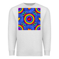 Oatmeal Heather Pride lgbtq hearts and peace symbol seamless patte Premium Sweatshirt - BundleAndBundleShop