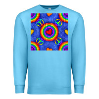 Ocean Blue Pride lgbtq hearts and peace symbol seamless patte Premium Sweatshirt - BundleAndBundleShop
