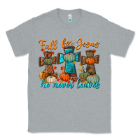 Heather Grey fall for jesus he never leaves Classic Tee - BundleAndBundleShop